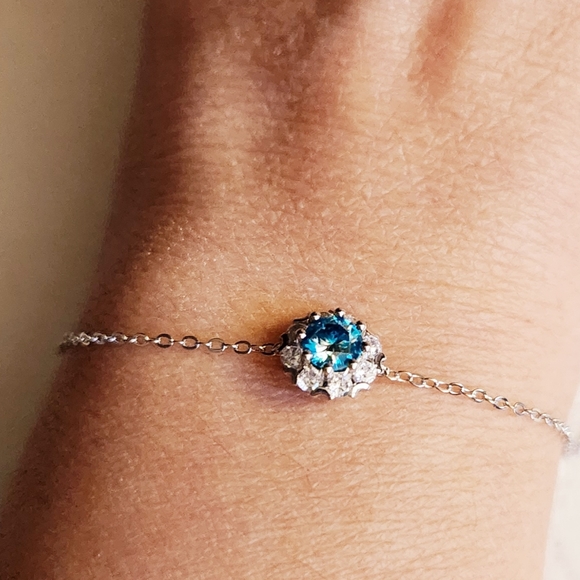 Blue Moissanite bracelet set in 925 silver - Picture 2 of 11